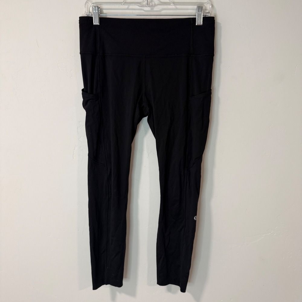 Lululemon Womens Fast and Free High-Rise Leggings 10 Black Excellent Pockets